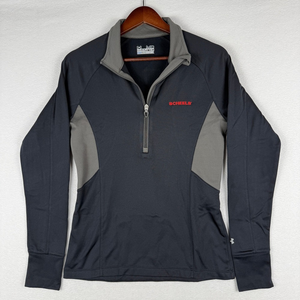 Scheels Under Armour 1/4 Zip Pullover Womens Medium Black ColdGear Thumbholes